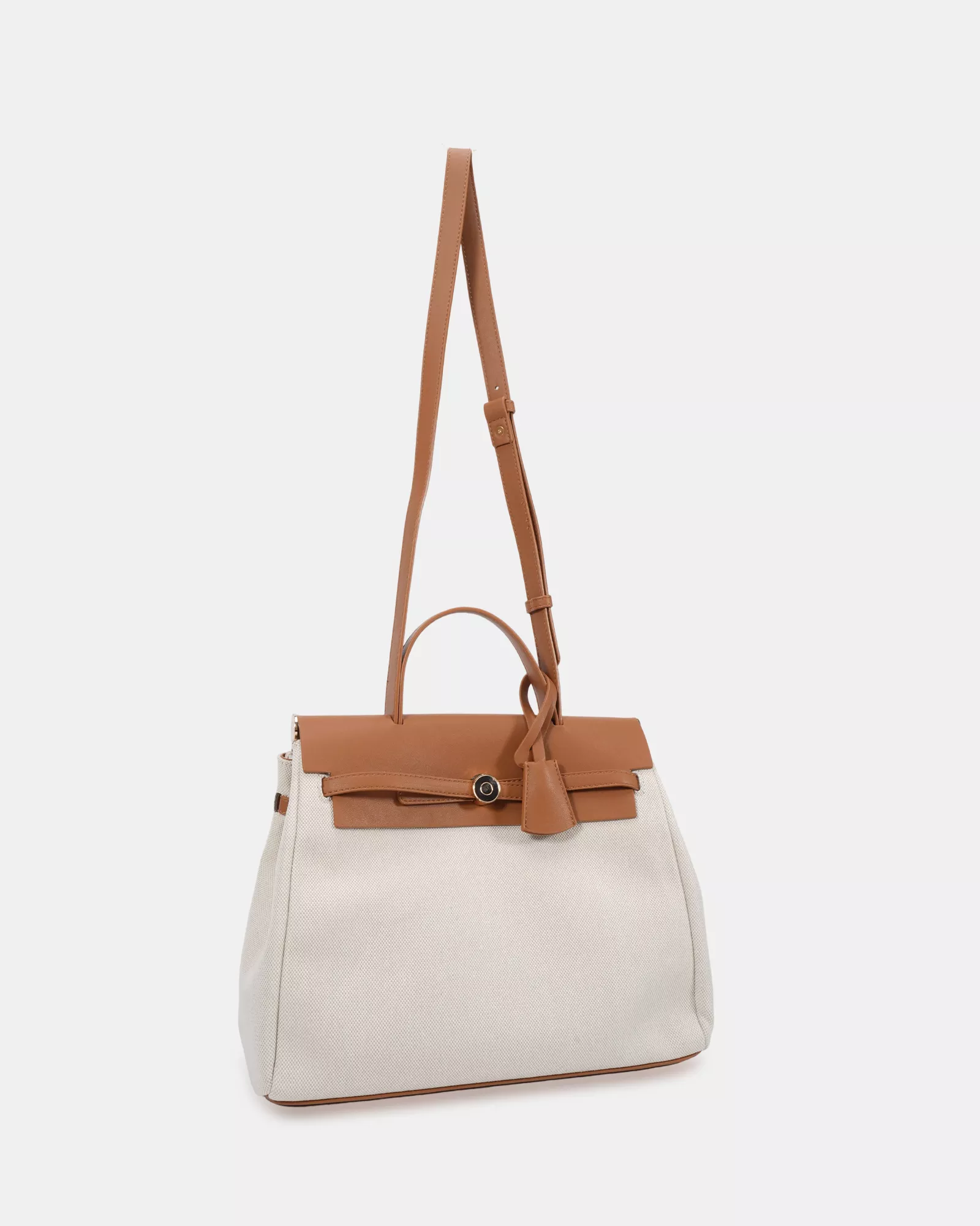 ABRAXAS TAN/LINEN TOP HANDLE BAG