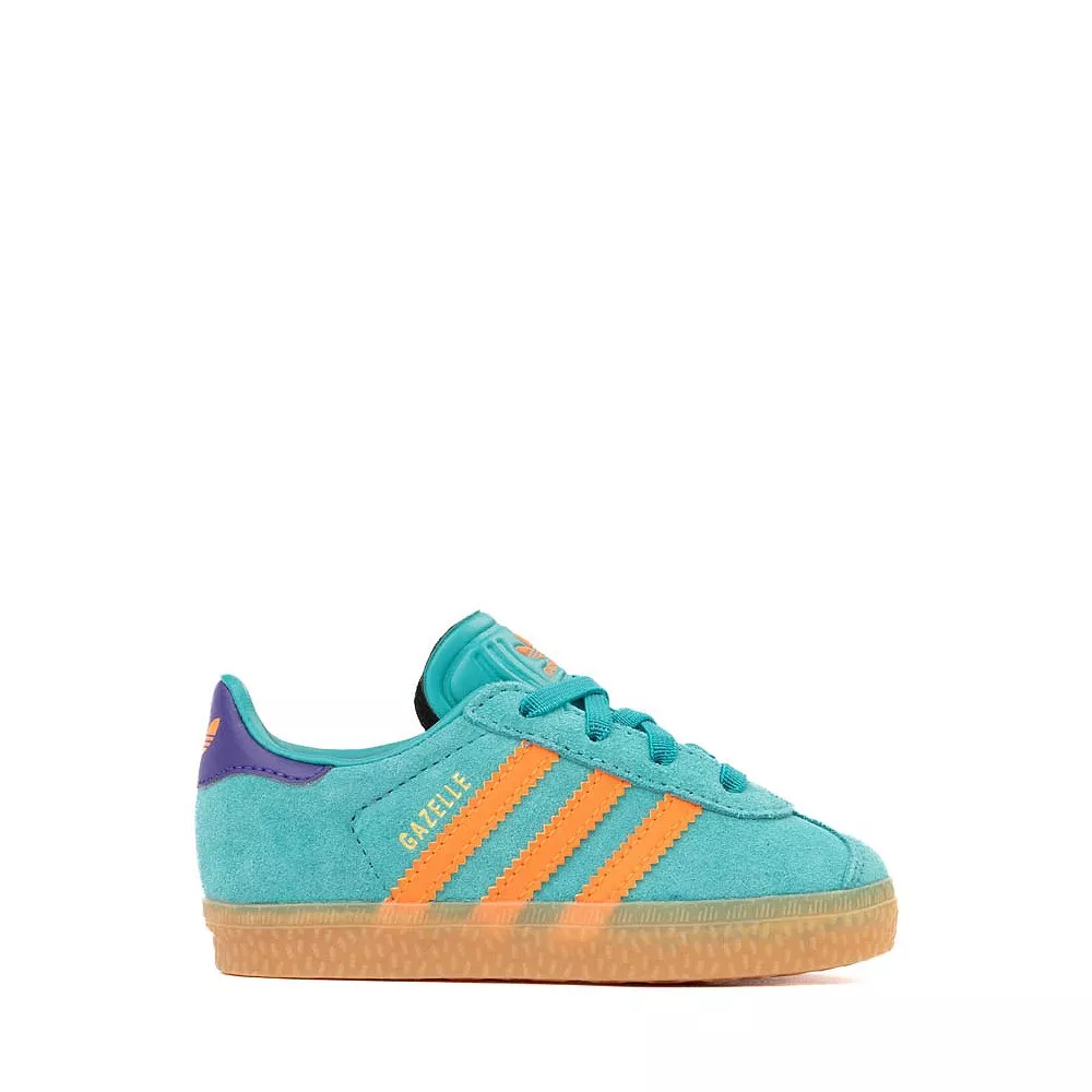 adidas Gazelle Comfort Closure Athletic Shoe - Baby / Toddler - Pure Teal / Impact Orange