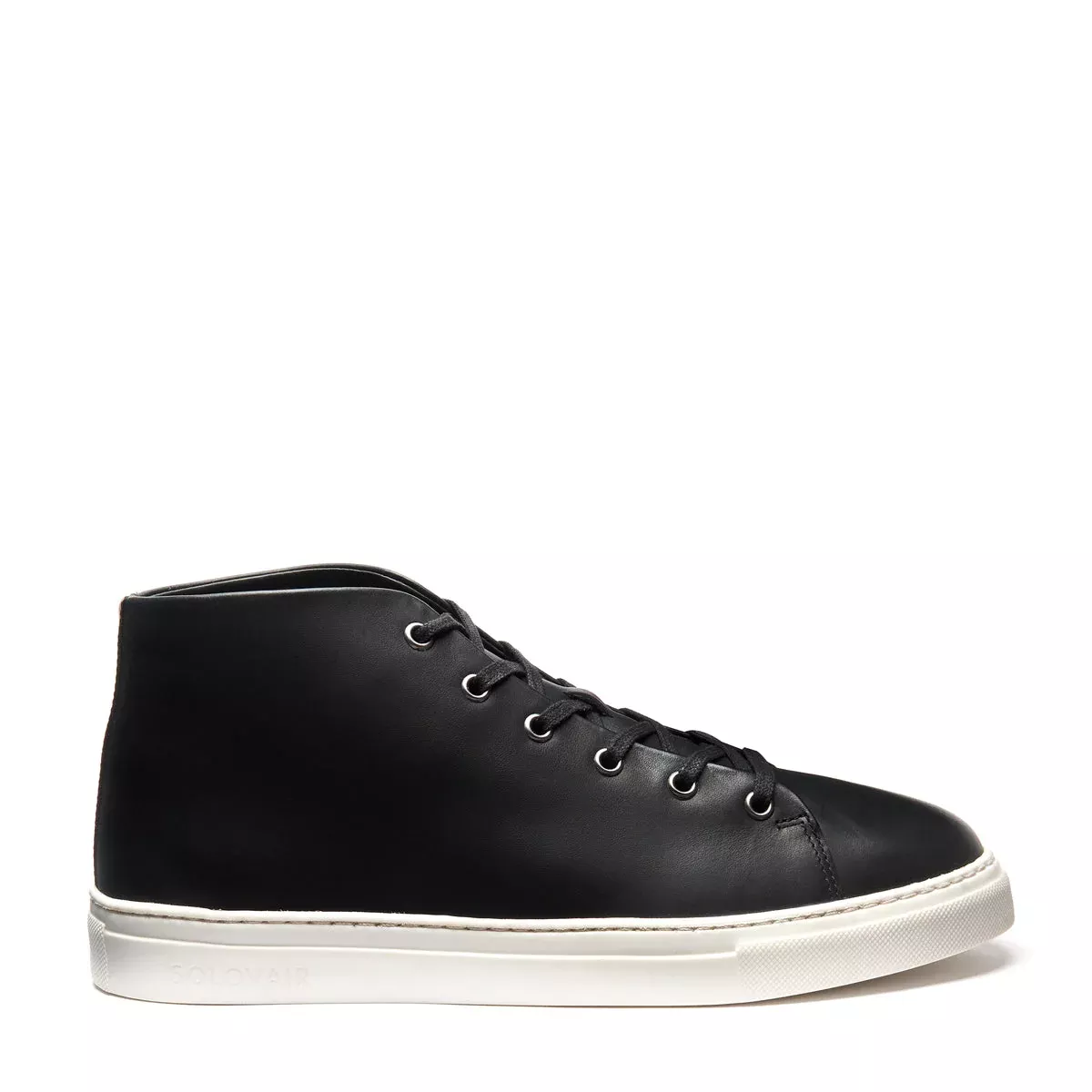 Black Calf High Top Sneaker (White Sole)