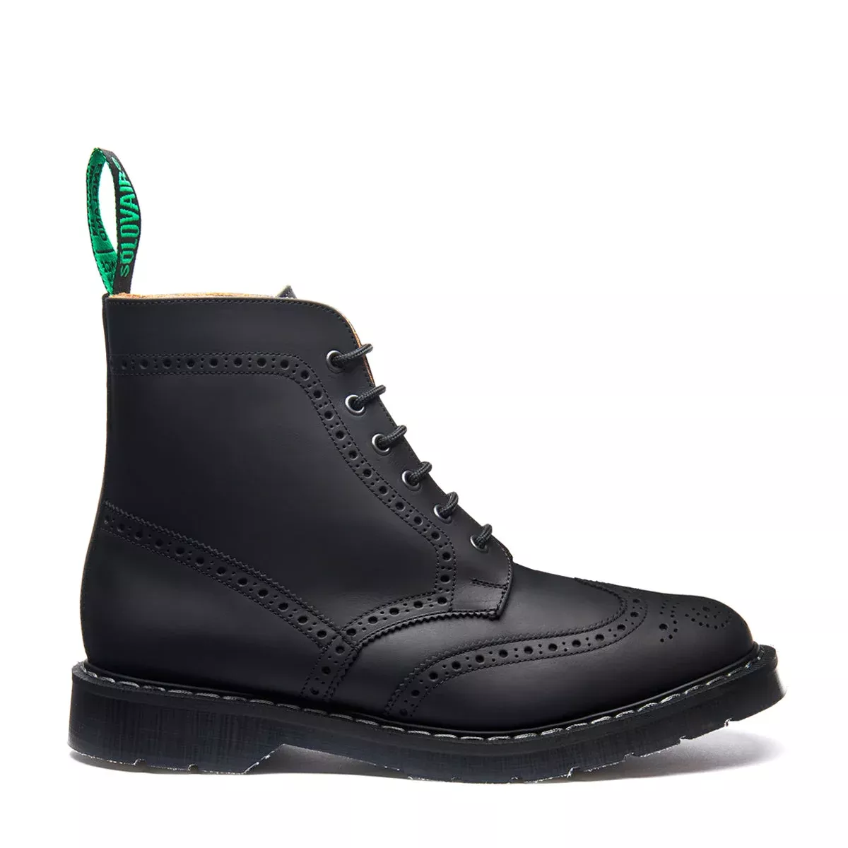 Black Greasy 6 Eye Brogue Boot