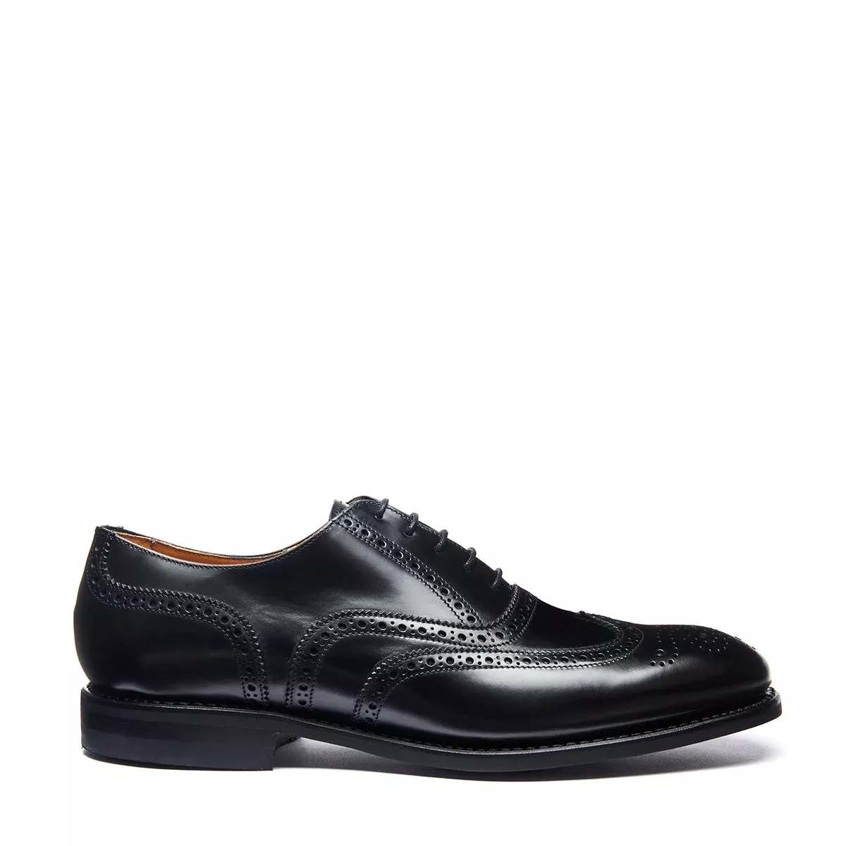 Black Hi-Shine 5 Eye Oxford Brogue Shoe