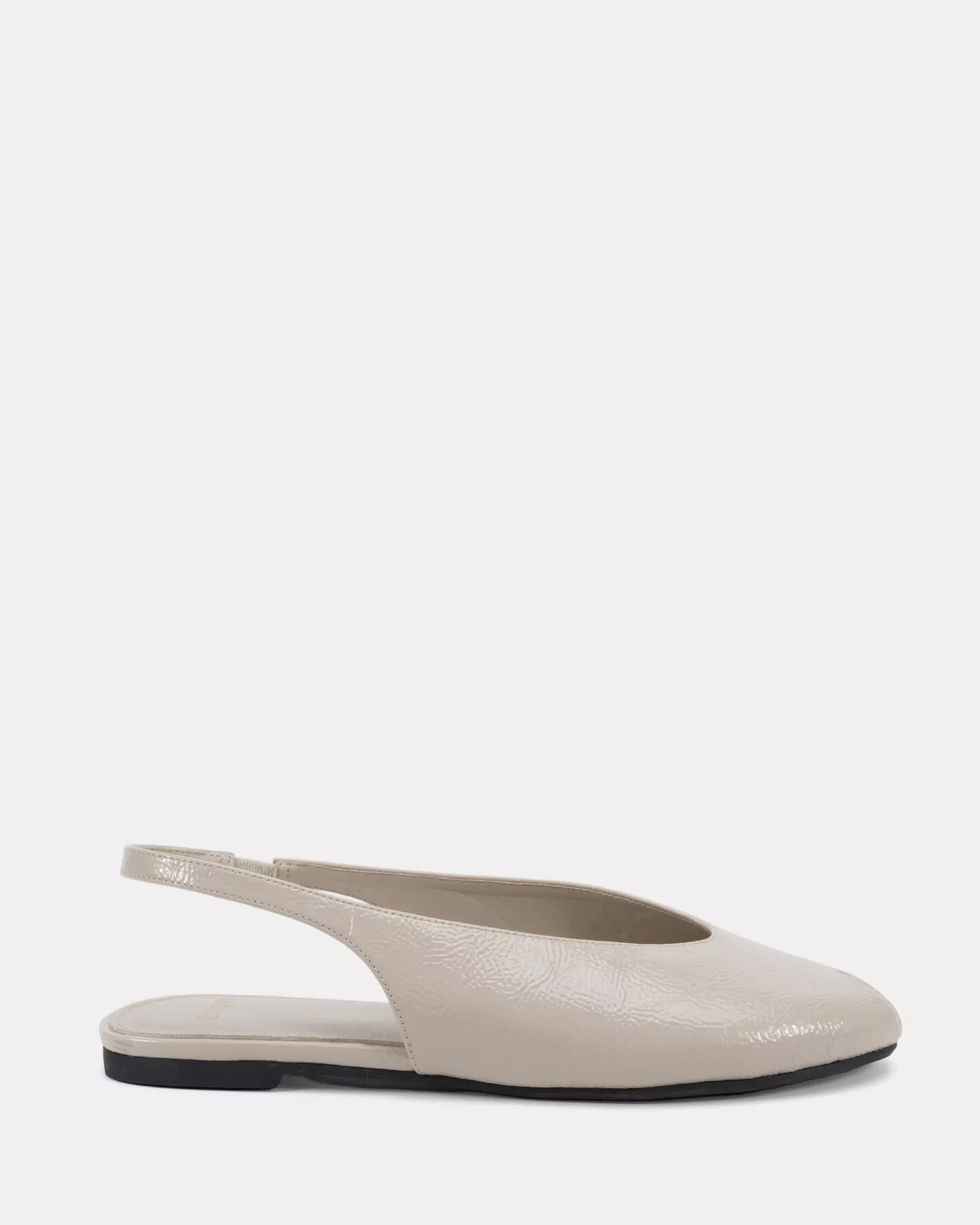 CHADWICK Cream Crinkle Patent Ballet Flats