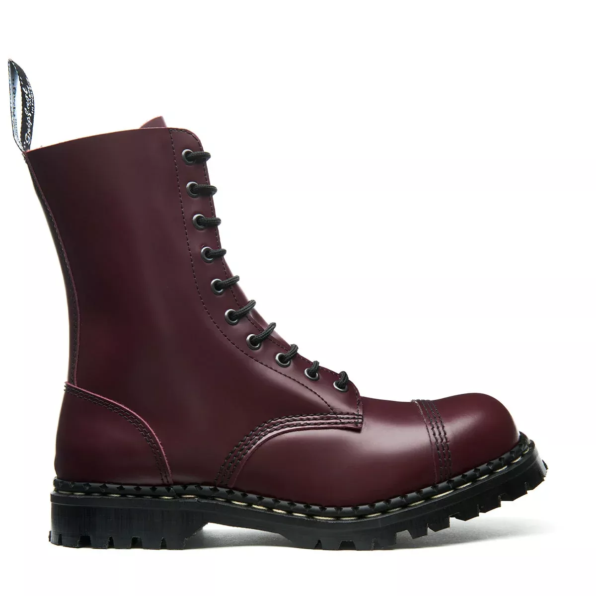 Oxblood Hi-Shine 10 Eye Steel Toe Capped Derby Boot