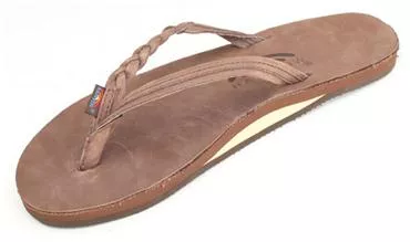 Rainbow Sandals Flirty Braidy - Single Layer Premier Leather with Arch Support with a Braided Strap (Womens) - Sierra Brown