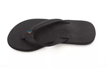 Rainbow Sandals The Paisley Ladies Soft Top Rubber Nylon Flirty Braidy Strap (Womens) - Black