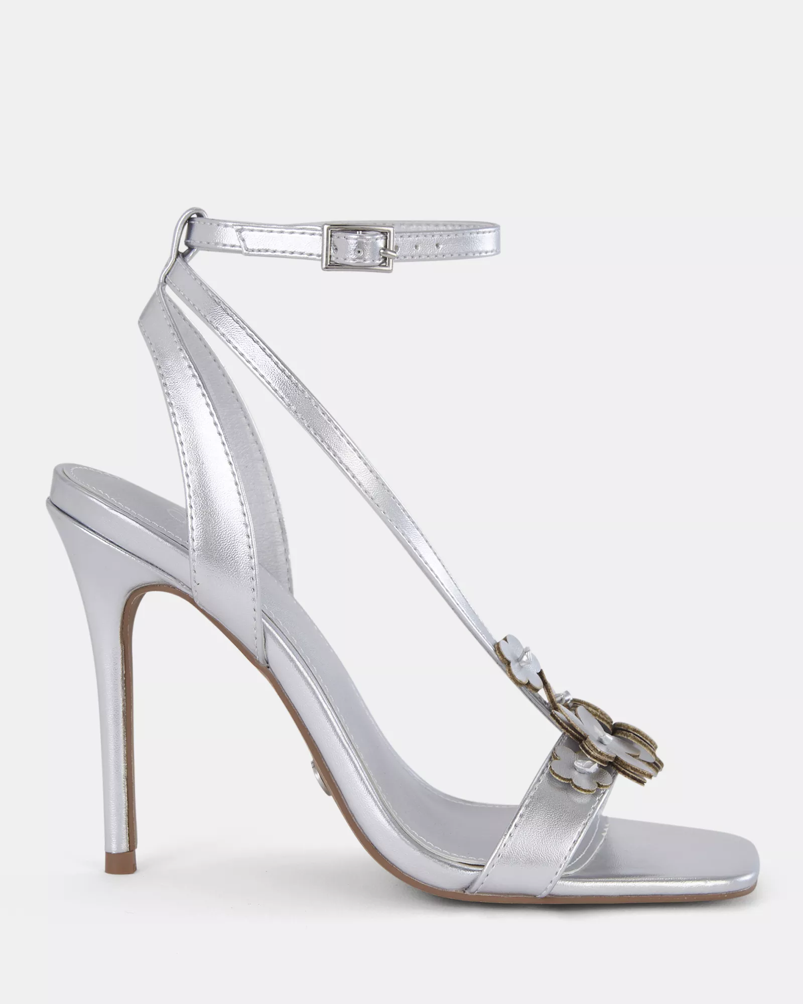 ZATHENA SILVER Open Toe Heels